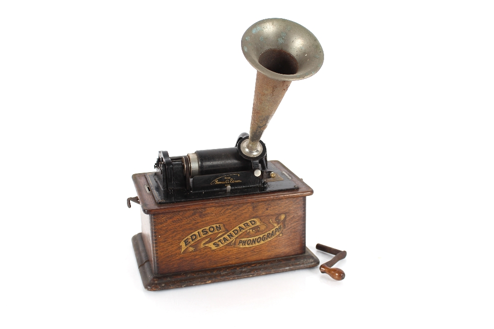 An Edison standard phonograph, in oak carrying cas - Image 9 of 12