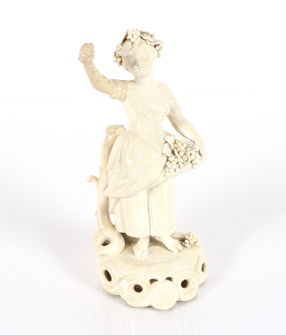 A blanc de china figure by Sampson & Hancock, study of a lady grape seller; a pearl ware figure of - Bild 5 aus 7