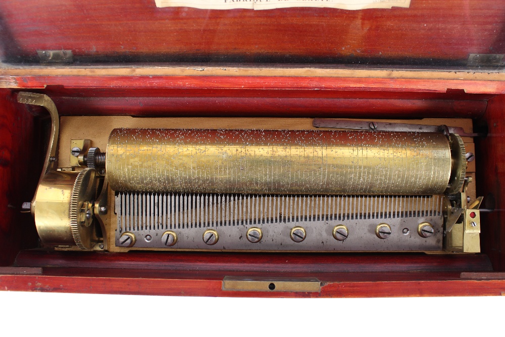 A 19th Century Swiss music box playing eight airs in walnut case, 11" cylinder - Image 3 of 6