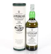 A bottle of Laphroaig 10 Year Old Whisky, 1L, 43% with box