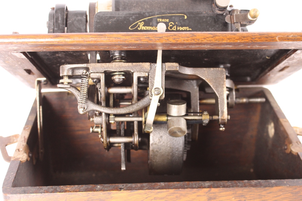 An Edison standard phonograph, in oak carrying cas - Image 5 of 12