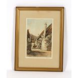 Reginald H. Smallridge, pencil signed coloured etching of Fowey, Cornwall