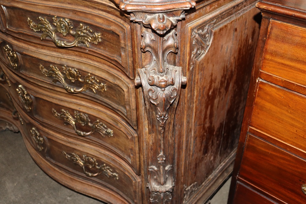 A large 19th Century continental carved rosewood bureau, the fall front opening to reveal an - Image 12 of 14