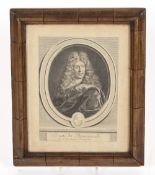 An 18th Century print of Isaac de Bensserade in ogee walnut moulded frame, 37cm x 30cm overall