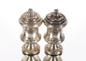 A rare pair of Hamilton & Co. of Calcutta silver salt and pepper pots, of Campana shape with