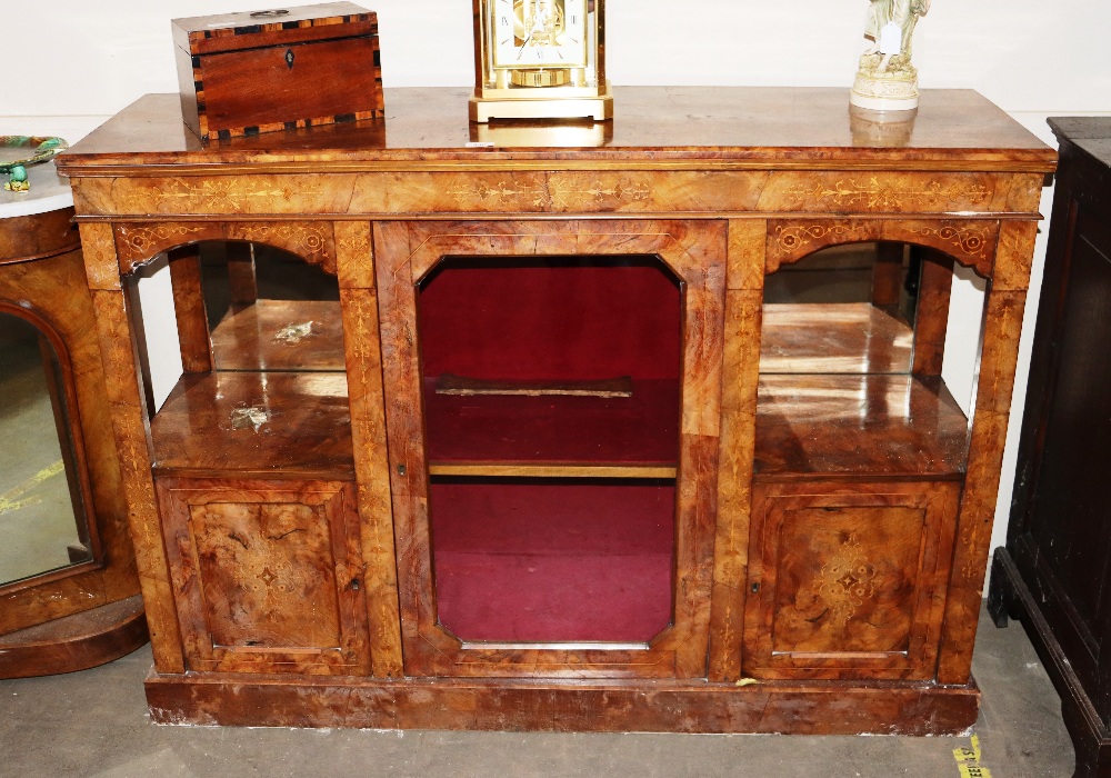 A Victorian burr walnut and satin wood inlaid side