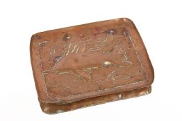 A Newlyn style rectangular copper dish, with stylised fish decoration