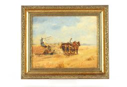 A. Sneddon Suffolk Impressionist school, study of a horse drawn harvesting scene, signed oil on