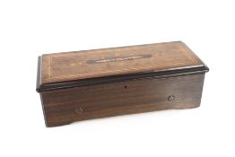 A 19th Century inlaid rosewood cased Swiss music box, playing eight airs with 11