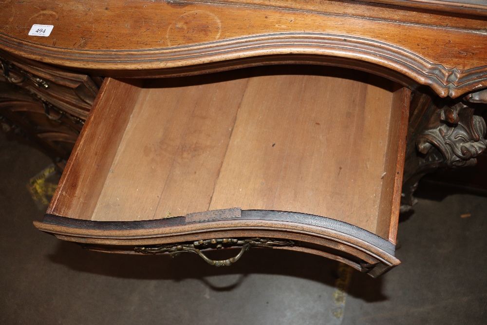 A large 19th Century continental carved rosewood bureau, the fall front opening to reveal an - Image 14 of 14