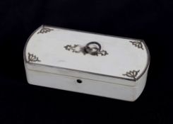 A wooden and white metal mounted trinket box, 20cm long