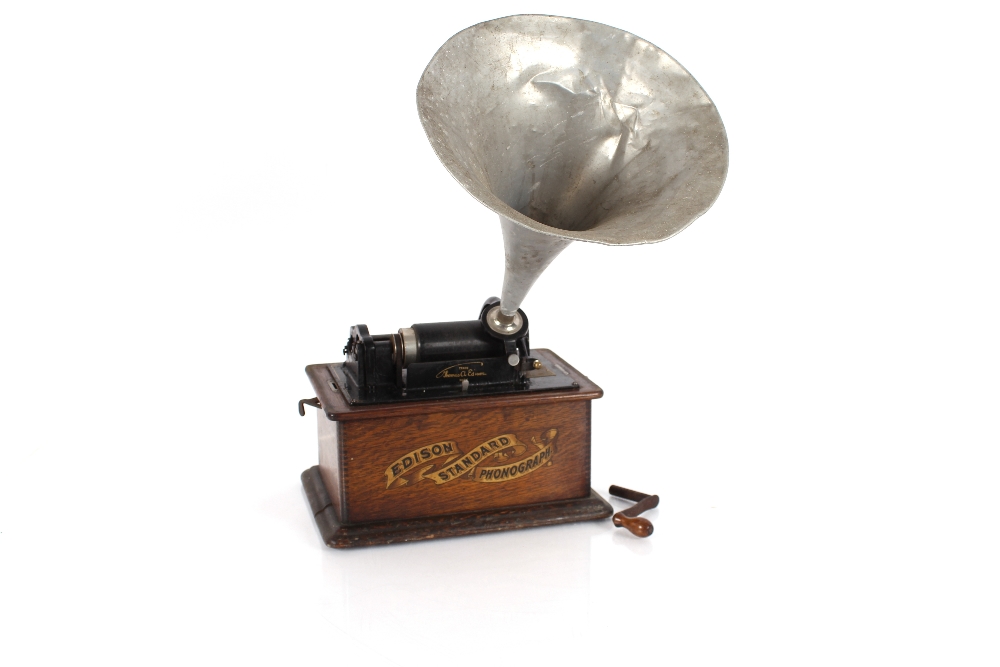 An Edison standard phonograph, in oak carrying cas - Image 10 of 12