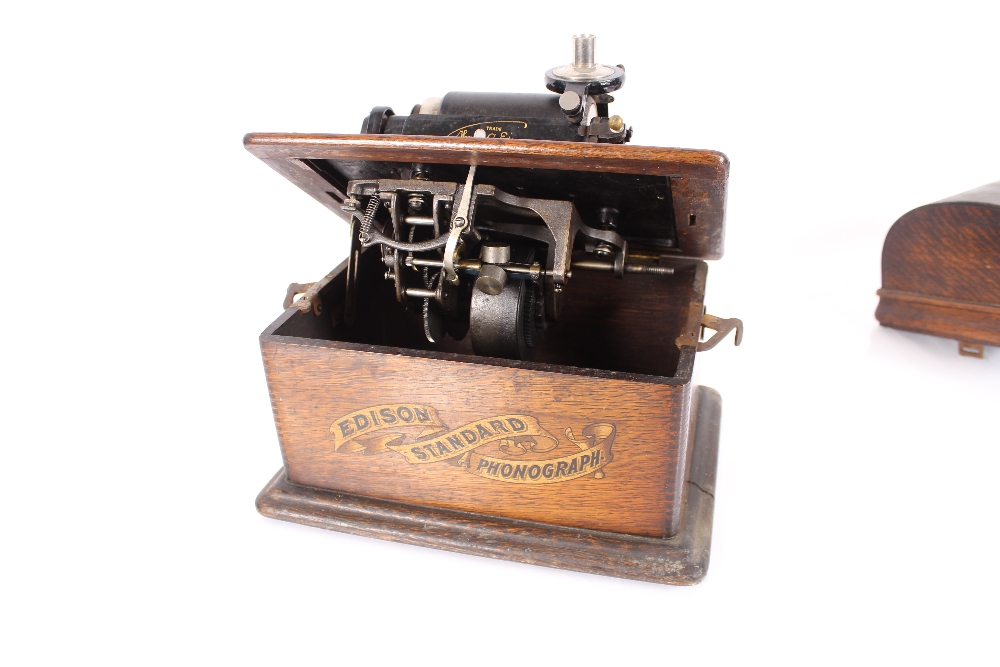 An Edison standard phonograph, in oak carrying cas - Image 4 of 12