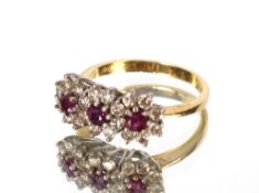 An 18ct gold diamond and ruby set ring