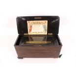 A Swiss eight air music box by J.H. Heller, Bern, in decorated rosewood case, six hidden bells,