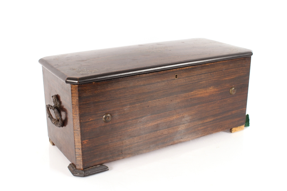 A Swiss eight air music box by J.H. Heller, Bern, in decorated rosewood case, six hidden bells, - Image 2 of 8