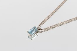 An aquamarine and diamond pendant hung to a 925 si