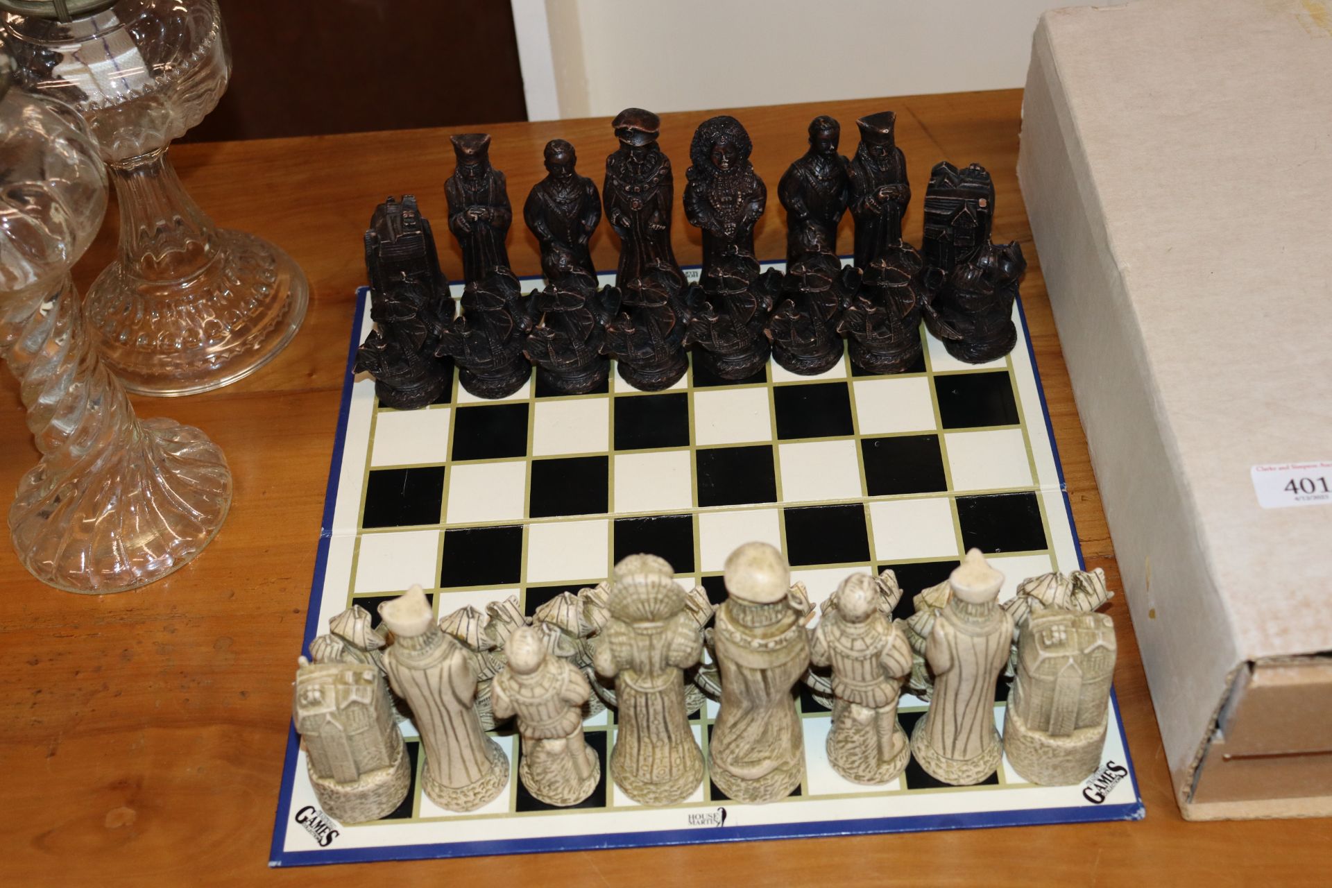 A Housemartin chess board and pieces