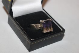 A large Sterling silver Ametrine ring, size R/S, a