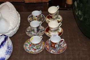 Seven various cups and saucers