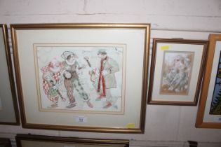 Watercolour entitled "The Dance" and another "Alri