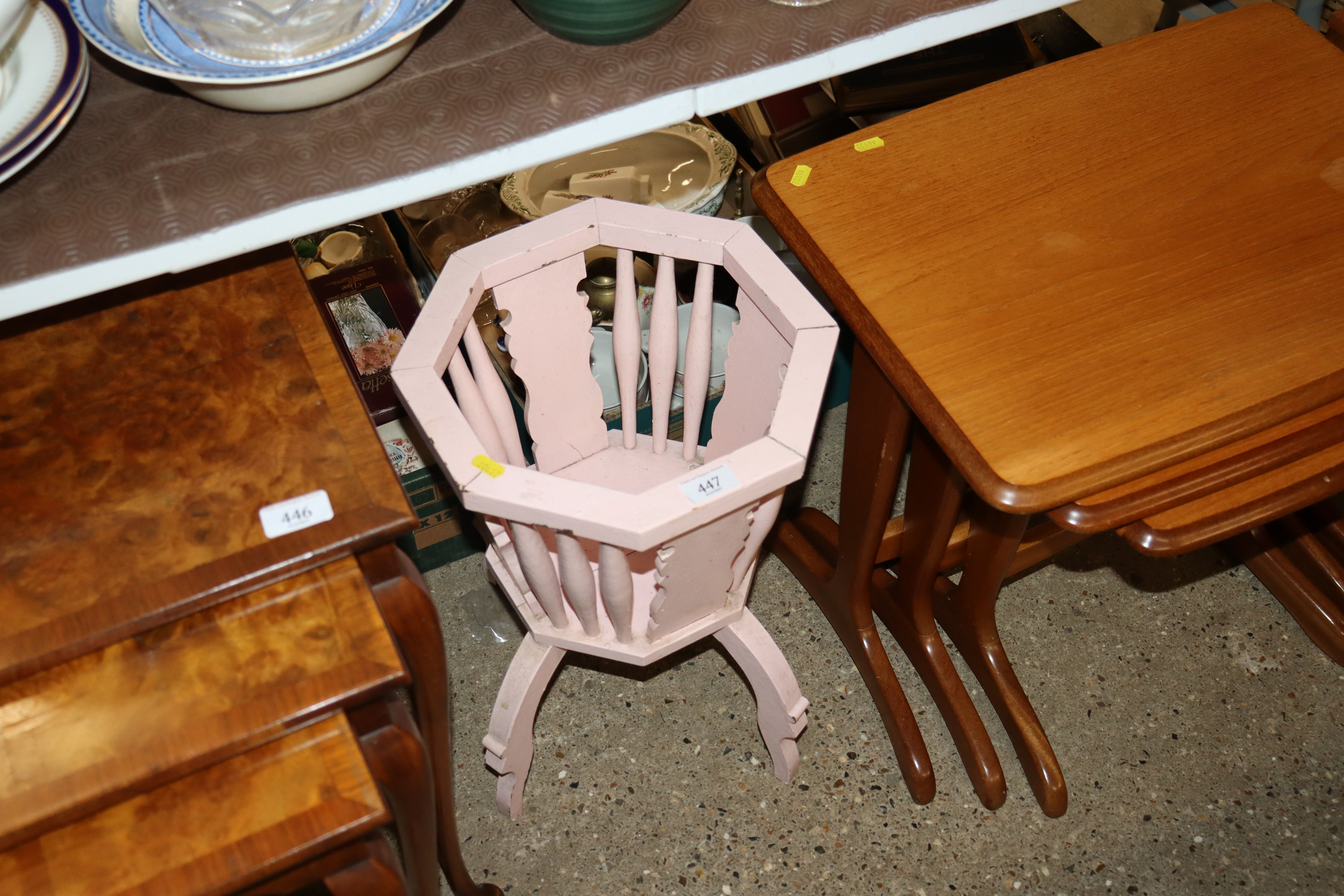A 19th Century pink painted sewing basket