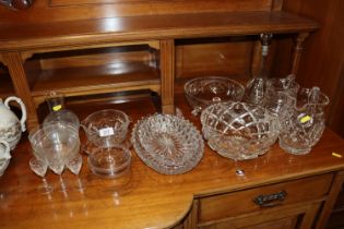 A quantity of table glassware to include a decante