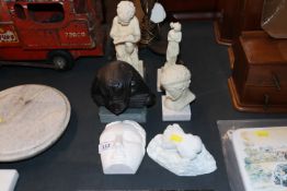 Six various classical style sculptures