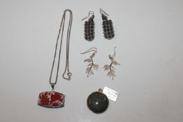 A Large Sterling silver and Carnelian pendant and