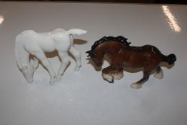 A USSR white glazed model horse; and a Beswick model of a Shire Horse