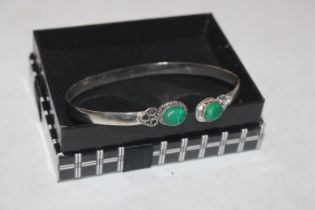 A silver and malachite bangle