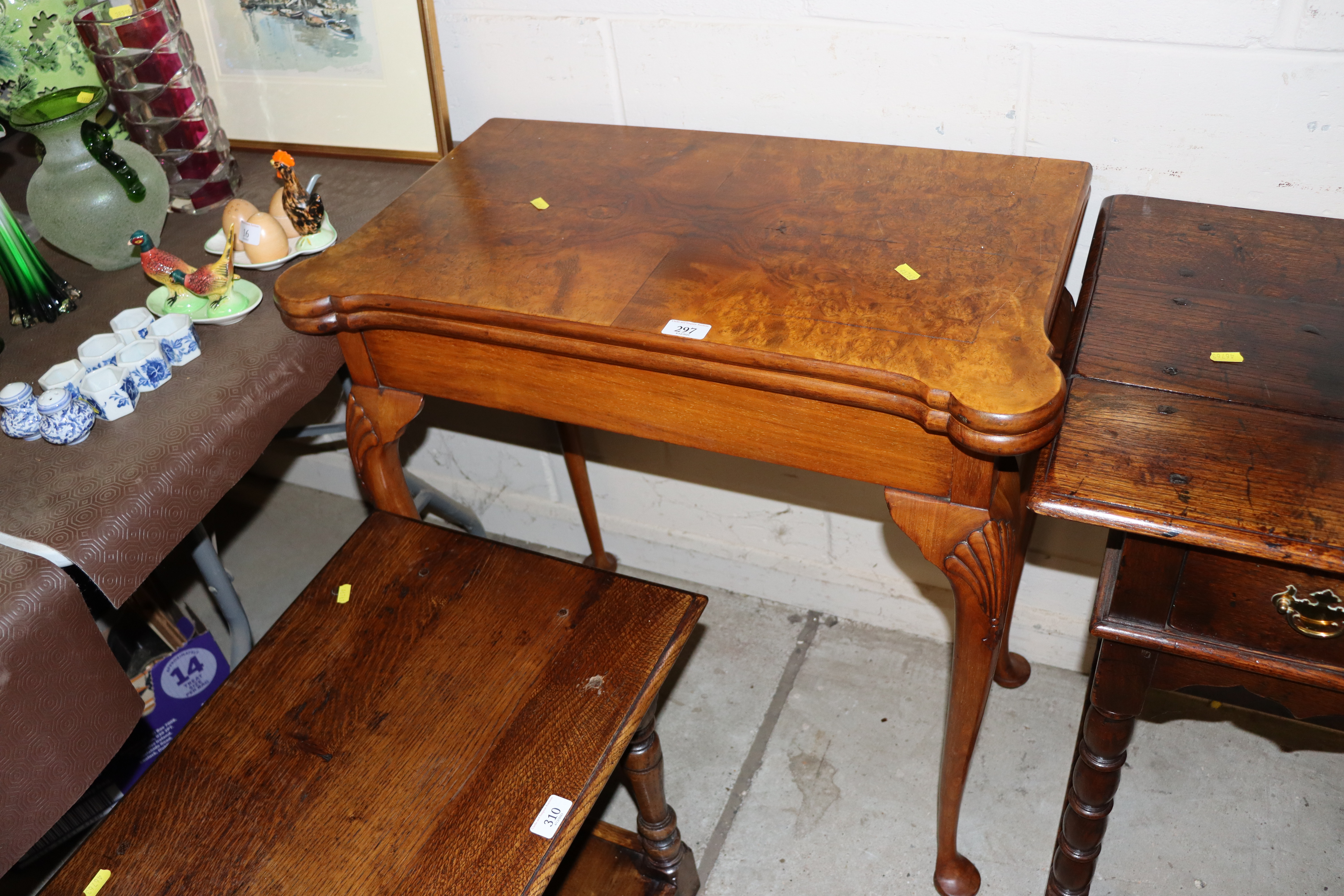A book match veneered Georgian style card table AF
