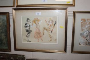 John Uht, watercolour entitled "Dancers 3"