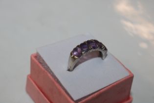 A vintage Sterling silver and amethyst ring, size