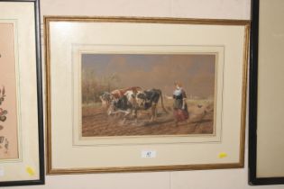 Richard Beavis, watercolour entitled "Oxen Ploughi
