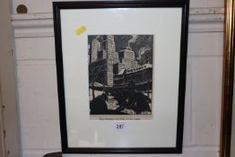 A framed and glazed black and white print "Snow Sh