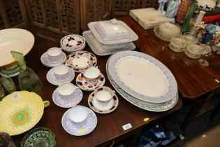 A quantity of various teaware; various meat plates