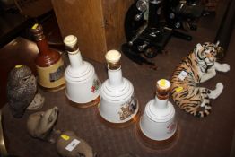 Four Wade Bells Scotch whisky decanters with conte