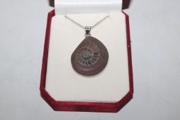 A Sterling silver mounted ammonite necklace
