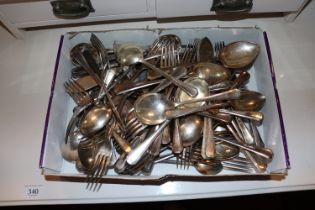 A box of various silver plated cutlery