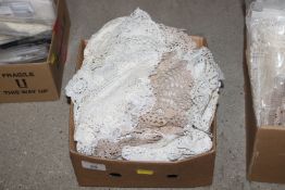 A box containing crochet items, needle lace etc.