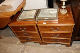 A pair of reproduction yew wood bedside chests fit