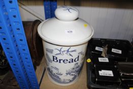 A Willow patterned bread bin