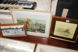 A framed print 'View of the Castle', and another p