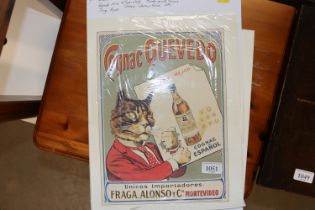A folder containing French cat posters; Terence Ja