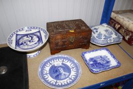 A Minton blue and white decorated comport; various