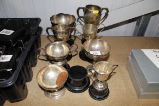 A collection of silver plated trophy cups