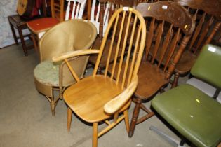 An Ercol style stick back elbow chair