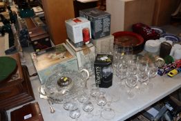 A collection of glassware to include drinking glas