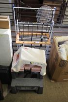 A two tier step/tool carrier, a plastic step, a ma